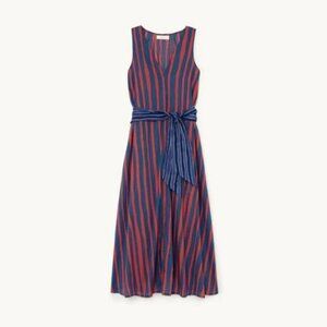Natalie Martin Striped Cotton Midi Dress with Tie Belt